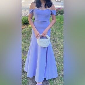 Elegant Lavender Off-Shoulder Dress